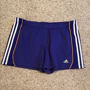 Adidas Purple Shorts with White and Orange Accents